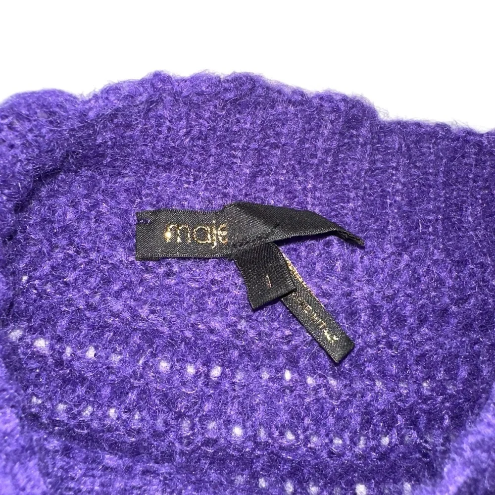 Maje Mousse Mohair Alpaca Blend Purple Dolman Sleeve Ribbed Sweater 1 US SMALL